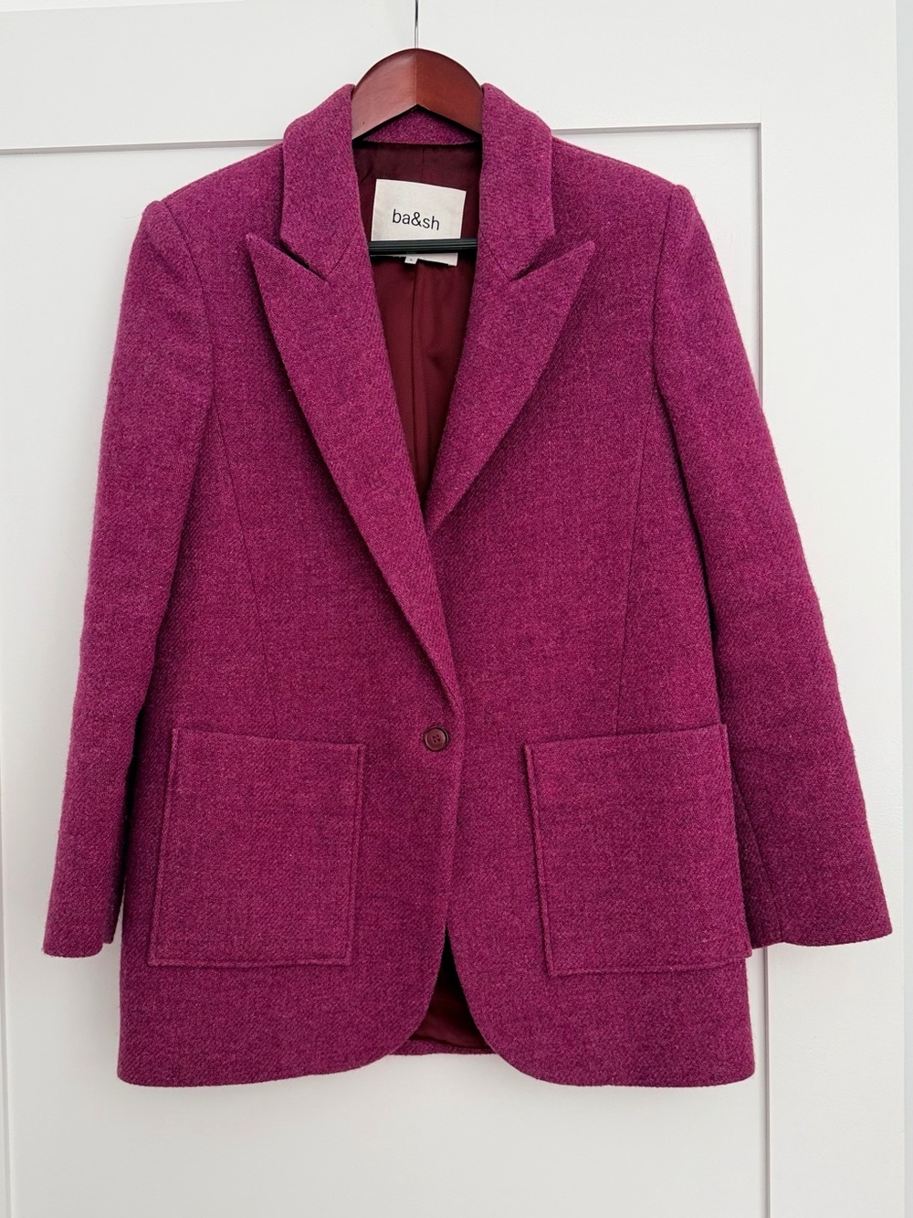 ba&sh Fuchsia Single-Button Wool-Blend Blazer